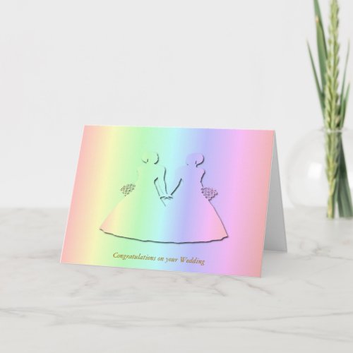Pastel Rainbow Wedding Card for Lesbians