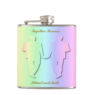 Pastel Rainbow Wedding Hipflask for Gay Men Flask