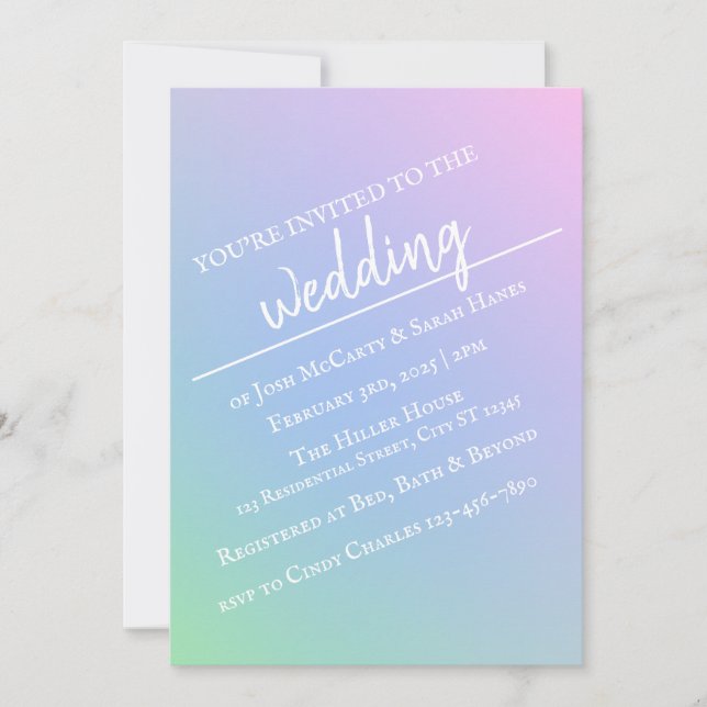 Pastel Rainbow Wedding Invitation (Front)
