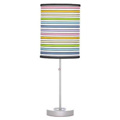 Pastel Rainbow White and Black Stripes Table Lamp