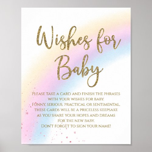 Pastel Rainbow Wishes For Baby Baby Shower Game Poster