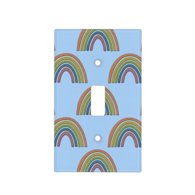 Pastel Rainbow With Faux Rustic Paper Texture Light Switch Cover (Front)