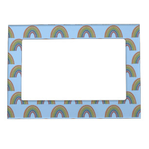Pastel Rainbow With Faux Rustic Paper Texture Magnetic Frame