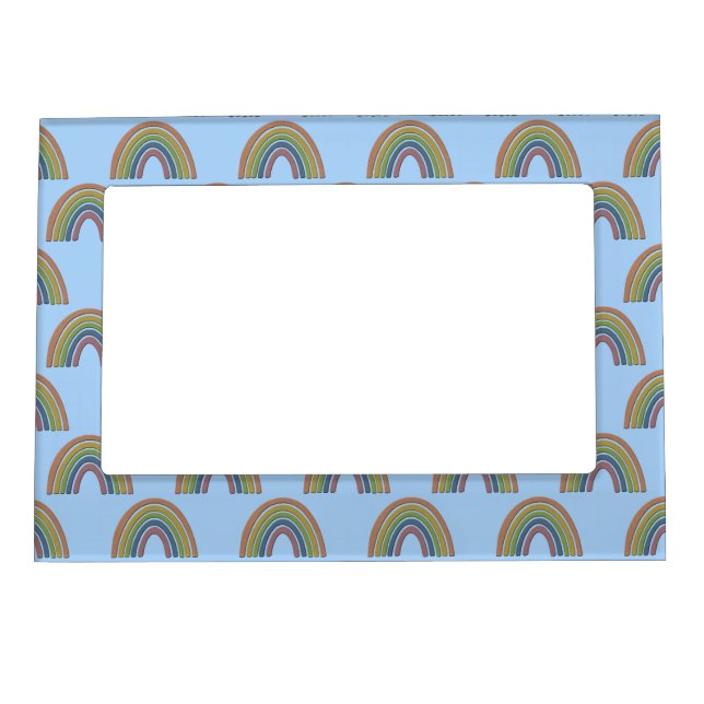 Pastel Rainbow With Faux Rustic Paper Texture Magnetic Frame (Front)