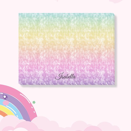 Pastel Rainbow with Name In Script Personalized Post_it Notes