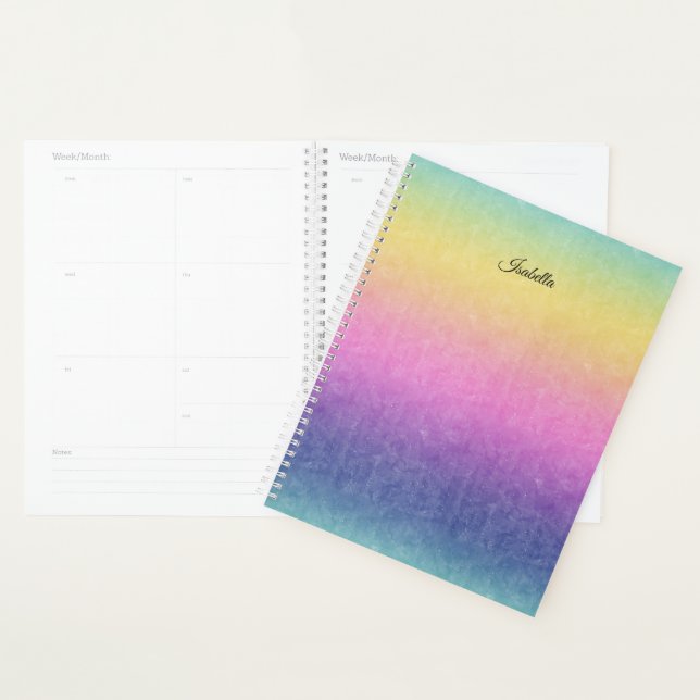 Pastel Rainbow with Script Name or Your Text  Planner (Display)