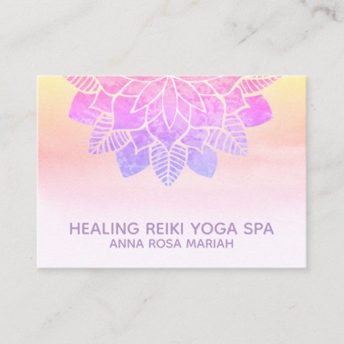  Pastel Rainbow Yoga Spiritual Reiki Mandala Business Card
