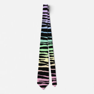 Pastel Rainbow 🦓 Zebra Stripes Neck Tie