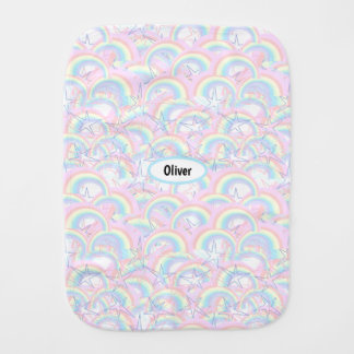 Pastel Rainbows and Stars Baby Burp Cloth