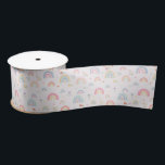 Pastel Rainbows Girly Wildflowers & Hearts Satin Ribbon<br><div class="desc">A cute hand drawn pastel rainbows, wildflowers and hearts design ideal for girls. A modern pink rainbow and floral illustration perfect for expectant girl moms, baby birth announcements, baby showers, newborn gifts, baby nursery decor etc. A fun botanical rainbow design that incorporates neutral girly pastel colors ideal for girls bedroom...</div>