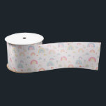 Pastel Rainbows Girly Wildflowers & Hearts Satin Ribbon<br><div class="desc">A cute hand drawn pastel rainbows, wildflowers and hearts design ideal for girls. A modern pink rainbow and floral illustration perfect for expectant girl moms, baby birth announcements, baby showers, newborn gifts, baby nursery decor etc. A fun botanical rainbow design that incorporates neutral girly pastel colors ideal for girls bedroom...</div>