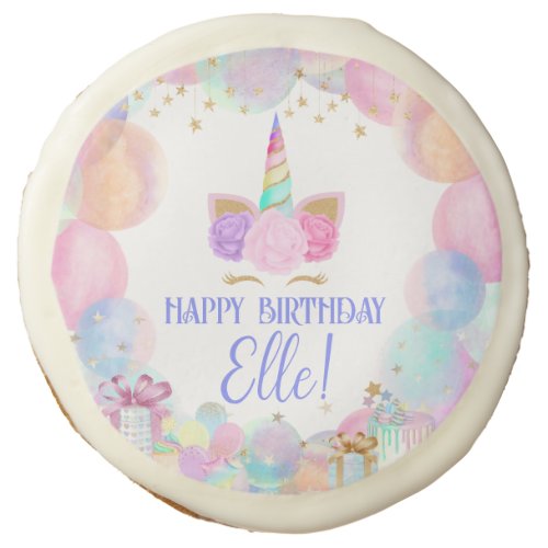 Pastel Rainbows Unicorns Birthday Party  Sugar Cookie