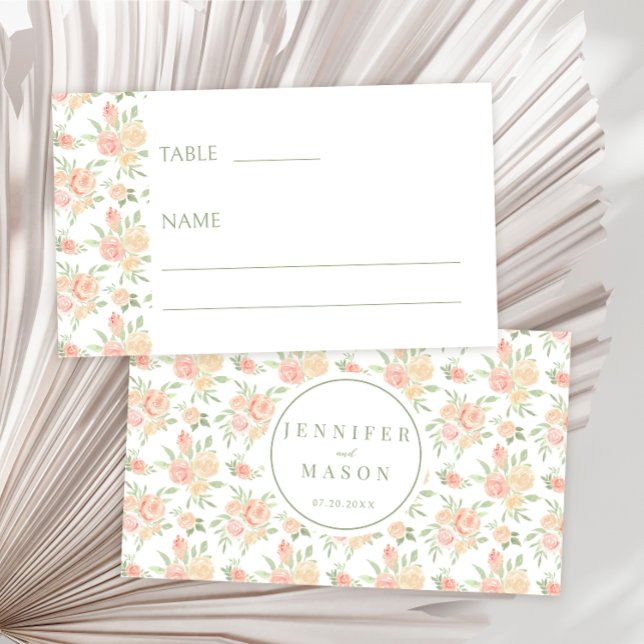 Pastel range rose flowers bohemian wedding place card (Creator Uploaded)