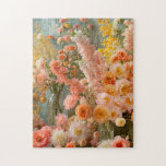 Pastel Ranunculus, Freesia and Dahlia Bouquets Jigsaw Puzzle<br><div class="desc">Two elegant floral bouquets featuring ranunculus, freesia, and dahlia blossoms in soft pastel tones of orange, yellow, and beige. The arrangement exudes warmth and sophistication, with layered petals and gentle curves that highlight the natural beauty of each bloom. Set against a neutral background, the composition feels airy and refined—perfect for...</div>