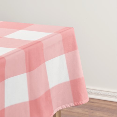 Pastel Raspberry Red Plaid Pattern Easter Tablecloth