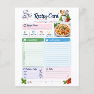 Pastel Recipe Card – Cute Kitchen Recipe Organizer