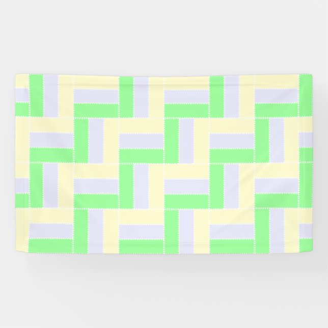 Pastel Rectangles Pattern White Dashed Lines Banner (Horizontal)