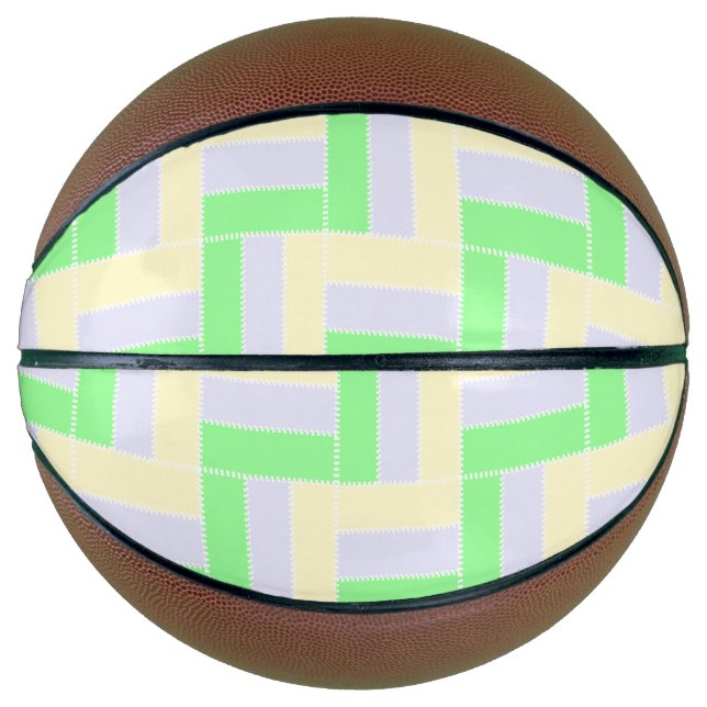 Pastel Rectangles Pattern White Dashed Lines Basketball (Front)