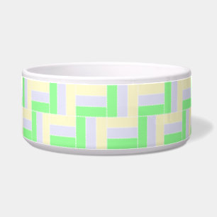 Pastel Rectangles Pattern White Dashed Lines Bowl