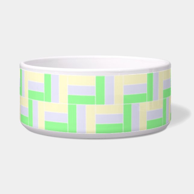 Pastel Rectangles Pattern White Dashed Lines Bowl (Front)