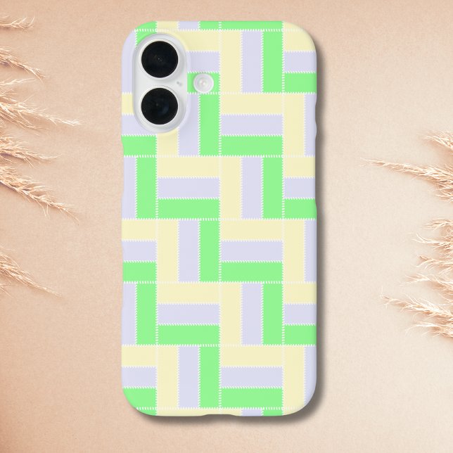 Pastel Rectangles Pattern White Dashed Lines Case-Mate iPhone Case (Creator Uploaded)