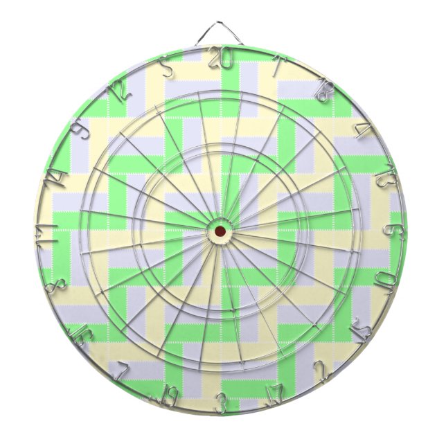Pastel Rectangles Pattern White Dashed Lines Dart Board (Front)