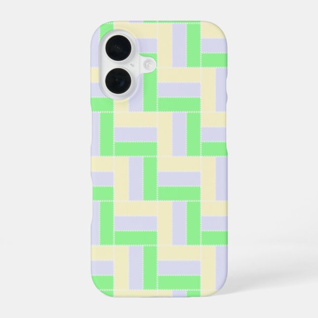 Pastel Rectangles Pattern White Dashed Lines Iphone Case (Back)