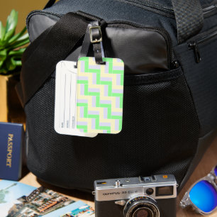 Pastel Rectangles Pattern White Dashed Lines Luggage Tag