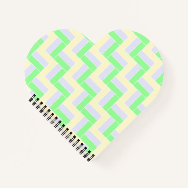 Pastel Rectangles Pattern White Dashed Lines Notebook (Front)