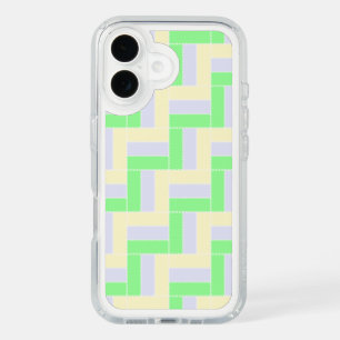 Pastel Rectangles Pattern White Dashed Lines iPhone 16 Case