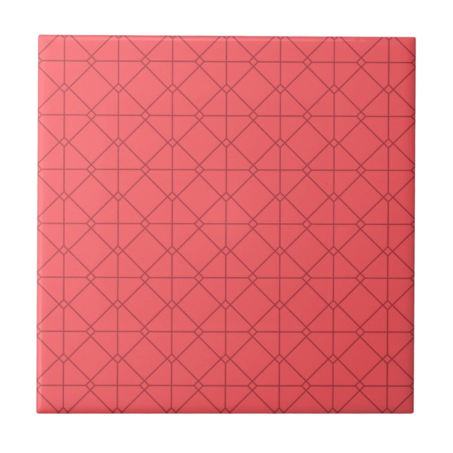 Pastel red, cool, trendy, decorative illustration ceramic tile (Front)
