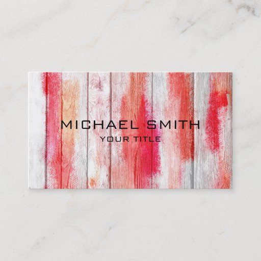 Customizable Pastel Red on Wood #2 Business Card Templates