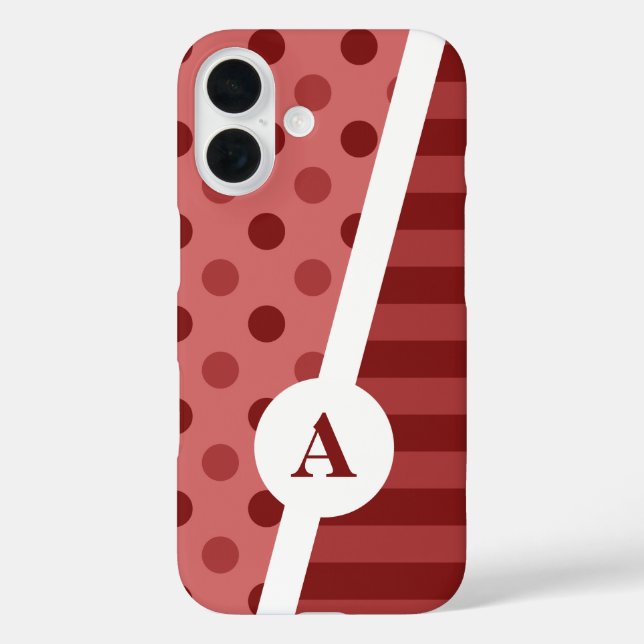 Pastel Red Polka Dot and Stripe Pattern Case-Mate iPhone Case (Back)
