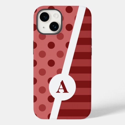 Pastel Red Polka Dot and Stripe Pattern Case_Mate iPhone 14 Case