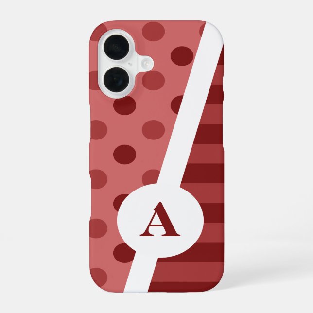 Pastel Red Polka Dot and Stripe Pattern Iphone Case (Back)