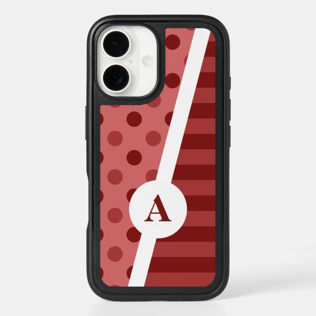 Pastel Red Polka Dot and Stripe Pattern Otterbox iPhone Case (Back)