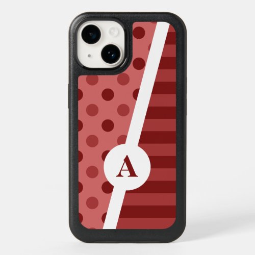 Pastel Red Polka Dot and Stripe Pattern OtterBox iPhone 14 Case