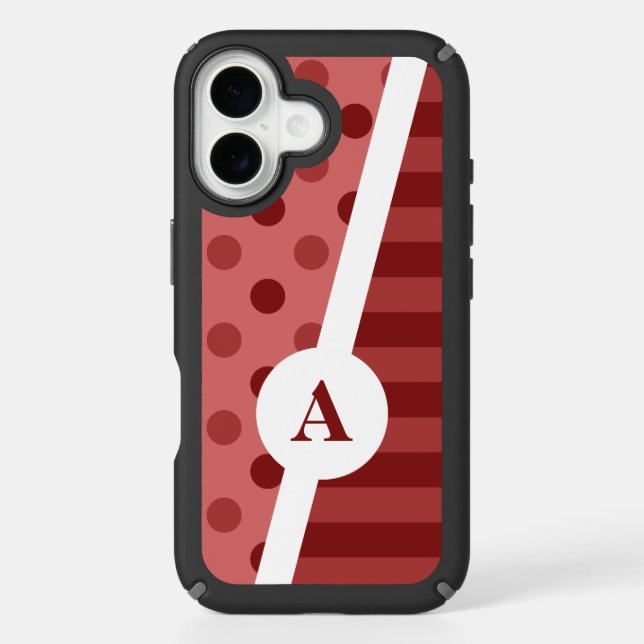 Pastel Red Polka Dot and Stripe Pattern Speck iPhone Case (Front)