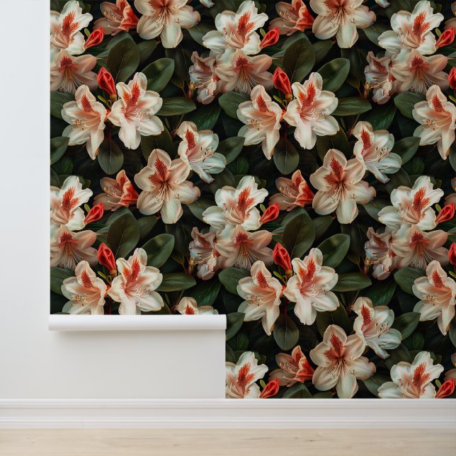 Pastel red rhododendron flower blossom petals wallpaper  (Application)