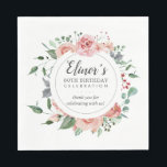 Pastel Red Rose Floral 80th Birthday Thank You Napkins<br><div class="desc">So pretty. Pastel red roses and deep green leaves create a beautiful floral wreath. The birthday woman's name is written in a modern script font. 80th Birthday Celebration is written in a classic font combination. The thank you sentiment can be personalized. It is written in a pretty script text. A...</div>