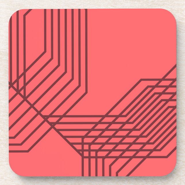 Pastel Red, simple, modern, geometric design Beverage Coaster (Front)