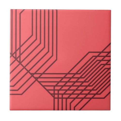 Pastel Red simple modern geometric design Ceramic Tile