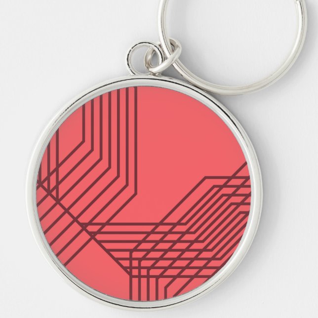 Pastel Red, simple, modern, geometric design Keychain (Front)