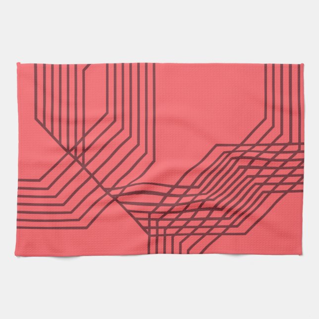 Pastel Red, simple, modern, geometric design Kitchen Towel (Horizontal)