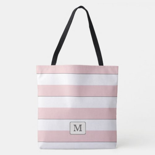 Pastel Red Stripes on any Color Custom monogram Tote Bag