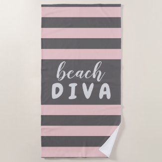 Pastel Red Stripes with Custom Text Beach DIVA