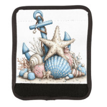 PASTEL RED WHITE BLUE NAUTICAL ANCHOR & SHELLS