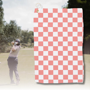 Pastel Red White Checkered Checkerboard Vintage Golf Towel