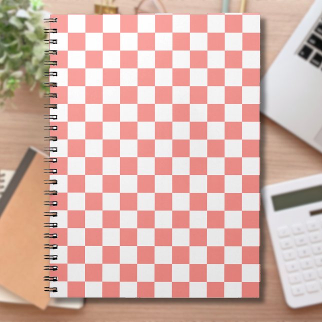 Pastel Red White Checkered Checkerboard Vintage Notebook (Creator Uploaded)