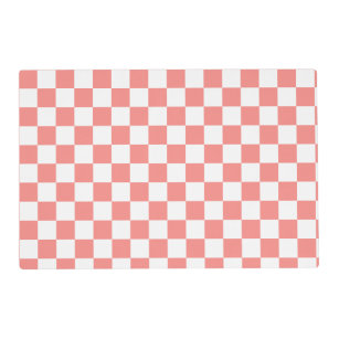 Pastel Red White Checkered Checkerboard Vintage Placemat